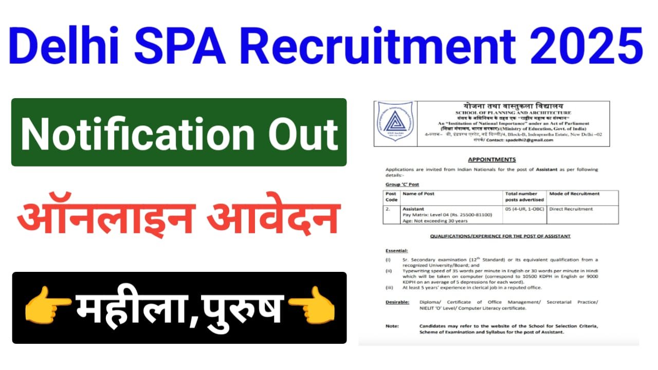 Delhi SPA Non-Teaching Recruitment 2025