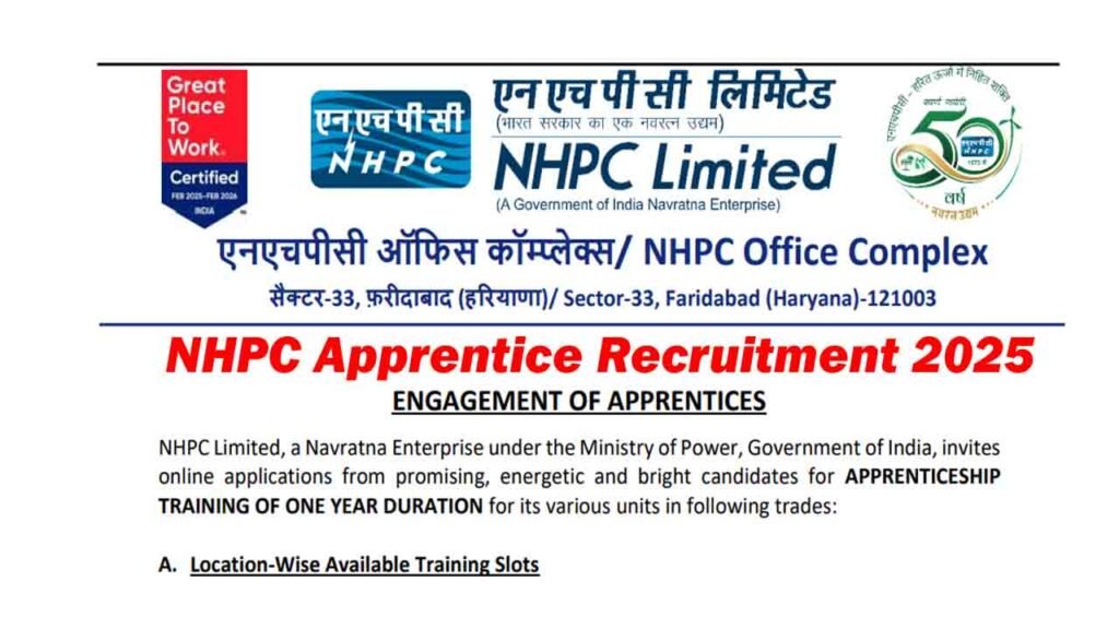 NHPC Apprentice Recruitment 2025