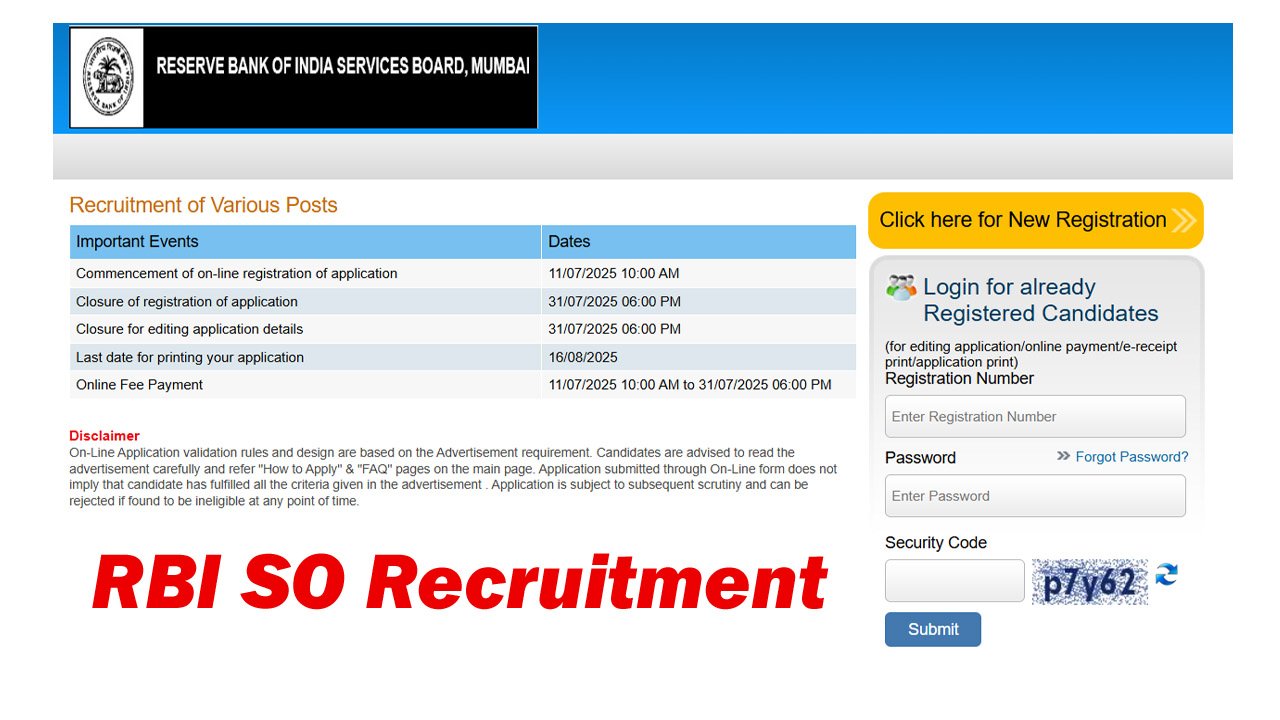 RBI SO Recruitment 2025