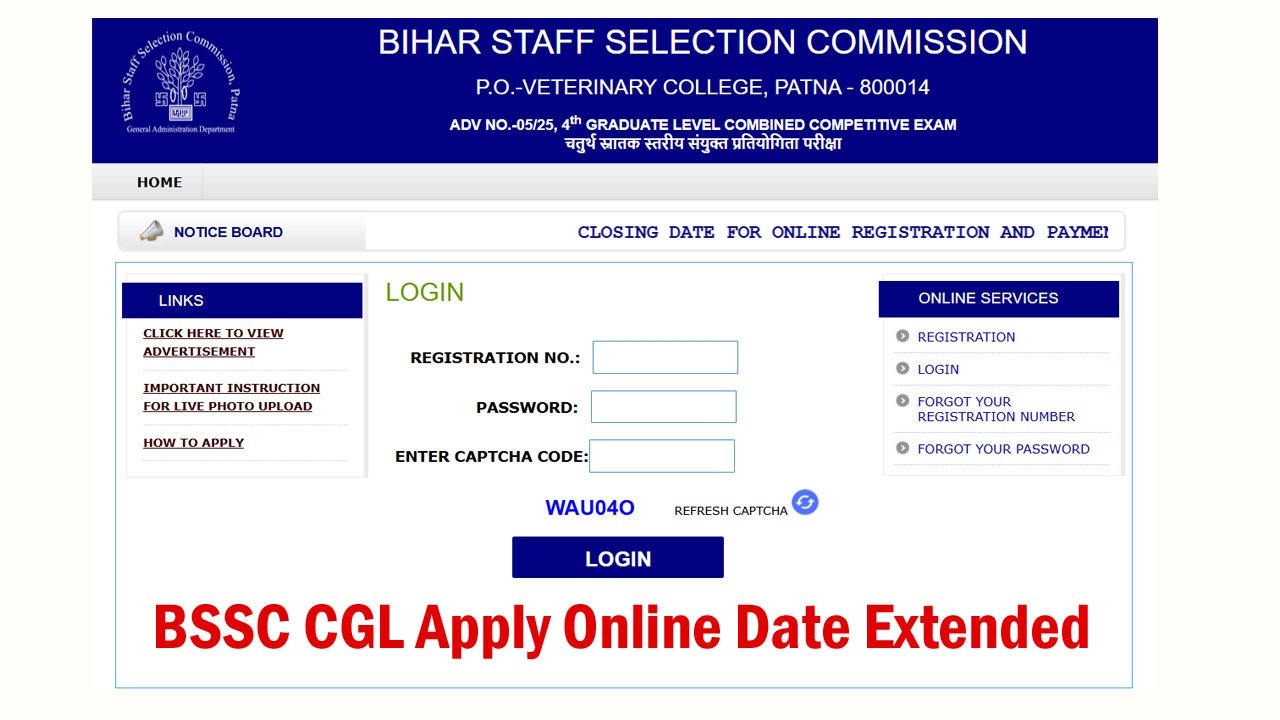 BSSC CGL 2025 Apply Date Extended